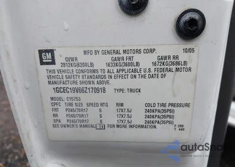 2006 Chevrolet Silverado 1500 Lt1 z USA, uszkodzony, nr VIN 1GCEC19V66Z170918